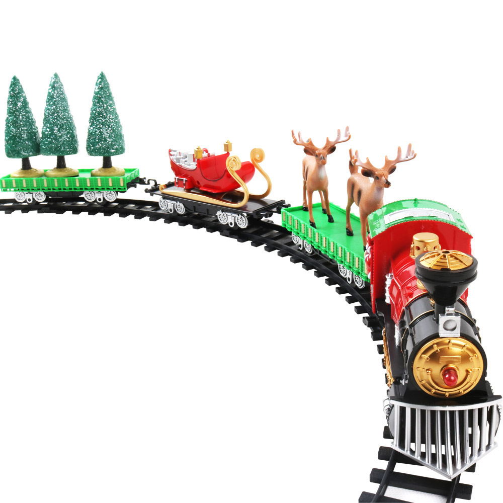 크리스마스 장난감 전기 레일 기차 장난감 산타 클로스 크리스마스 트리 장식 기차 모델, 어린이 선물